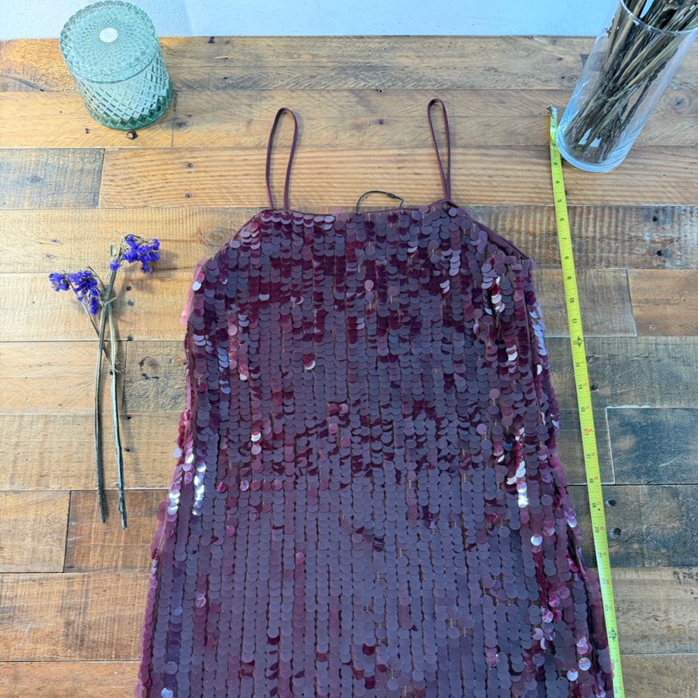 Stradivarius Burgundy Sequin Dress